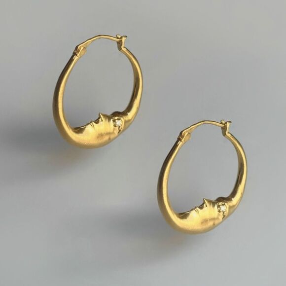 Moon hoop earrings A1082 - Picture 1 of 5